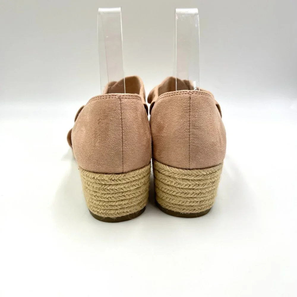 8W 8 WIDE Lifestride Siesta Taupe Blush Microsuede Espadrille Wedge Sandal Shoes